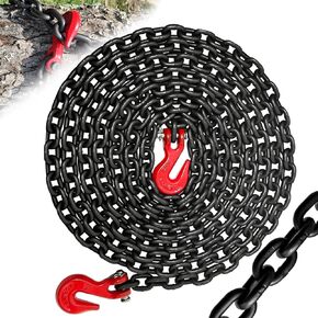 1/2" Tow Chain - 20FT Heavy Duty Chain with 12,000 Lbs Safety Load|G80 Trailer Safety Chains with G70 Clevis Grab Hooks for Transporting|Logging Tie Down Binding Equipment