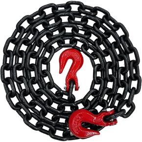 Falcon Cargo 3/8" X 10' Grade 80 Transport Binder Chain - 7100LB WLL - Clevis Grab Hook, Tie-Down, Towing