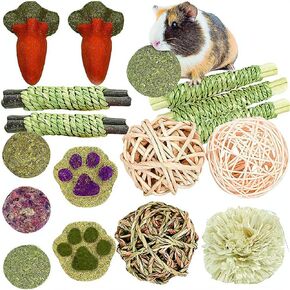 20 PCS Rabbit Toys - DIY Grass Ball Design, Natural Treats and Chew Toys for Guinea Pigs and Rabbits, Helps Digestion and Grinding Teeth - Must-Have Rabbit and Guinea Pig Chew Toys!