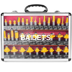 Router Bits Set 1/4 Inch Shank - Set of 15 Pieces, BAIDETS Tungsten Carbide Wood Router Bits, Woodwork Tools