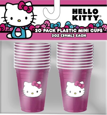 Silver Buffalo Sanrio Hello Kitty Face 20 Pack Mini Plastic Party Cup Set, 2 Ounces in Kuwait