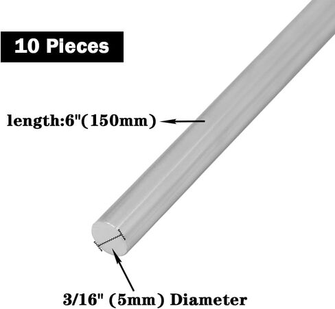 قضيب دائري من الألومنيوم بقطر 3/16 بوصة من JoyTube، عصا ألومنيوم صلبة 6061 بطول 6 بوصات للحرف اليدوية (10 قطع) in Kuwait