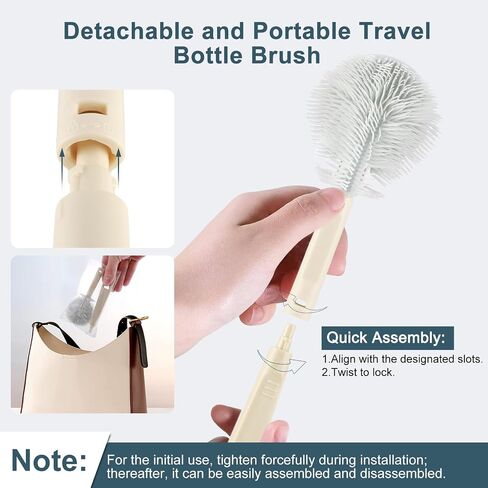 SAYAPE Baby Bottle Brush - Detachable Travel Water Bottle Cleaner Brushes, Soft TPE Bristles, Cup Scrubber Brushes for Cleaning Sports Bottles, Coffee Pots, Wine Glasses, Glassware, and Mugs (2-Pack) in Saudi Arabia