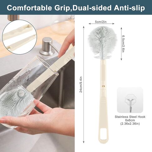 SAYAPE Baby Bottle Brush - Detachable Travel Water Bottle Cleaner Brushes, Soft TPE Bristles, Cup Scrubber Brushes for Cleaning Sports Bottles, Coffee Pots, Wine Glasses, Glassware, and Mugs (2-Pack) in Saudi Arabia
