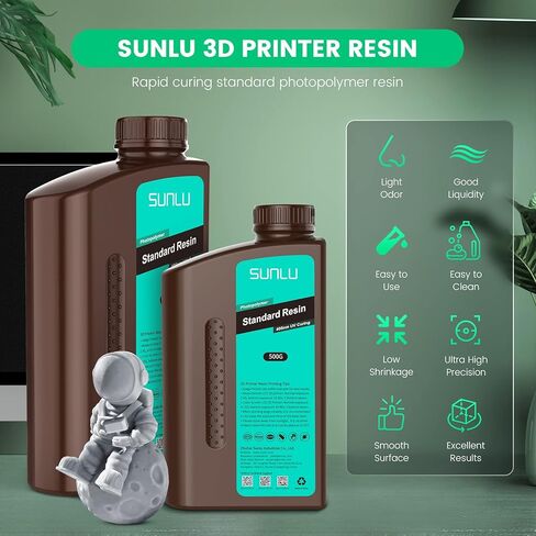 SUNLU 3D Printer الراتنج 2 كجم، راتنج فوتوبوليمير قياسي سريع المعالجة لطابعة 4K/8K LCD/DLP/SLA راتنج ثلاثية الأبعاد، 405 نانومتر معالجة بالأشعة فوق البنفسجية راتنج طباعة ثلاثية الأبعاد، سيولة ممتازة، سهل الاستخدام، أبيض 2000 جم in Kuwait