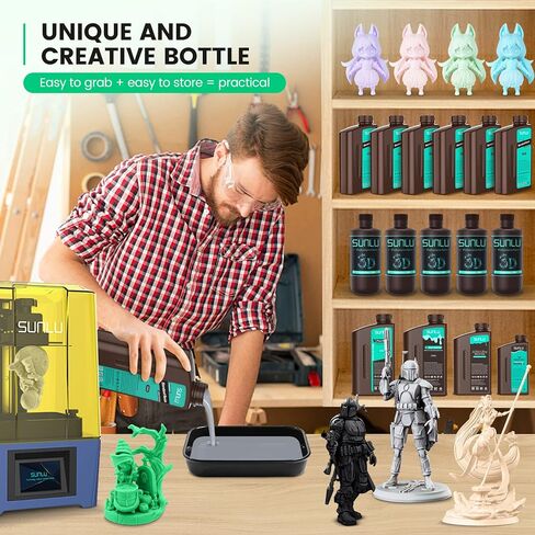 SUNLU 3D Printer الراتنج 2 كجم، راتنج فوتوبوليمير قياسي سريع المعالجة لطابعة 4K/8K LCD/DLP/SLA راتنج ثلاثية الأبعاد، 405 نانومتر معالجة بالأشعة فوق البنفسجية راتنج طباعة ثلاثية الأبعاد، سيولة ممتازة، سهل الاستخدام، أبيض 2000 جم in Kuwait