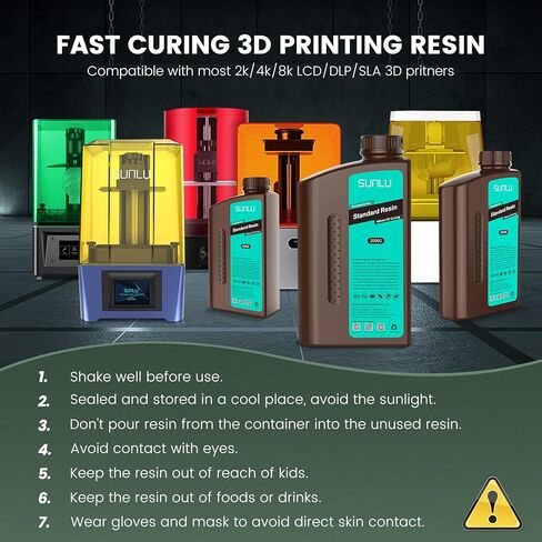 SUNLU 3D Printer الراتنج 2 كجم، راتنج فوتوبوليمير قياسي سريع المعالجة لطابعة 4K/8K LCD/DLP/SLA راتنج ثلاثية الأبعاد، 405 نانومتر معالجة بالأشعة فوق البنفسجية راتنج طباعة ثلاثية الأبعاد، سيولة ممتازة، سهل الاستخدام، أبيض 2000 جم in Kuwait