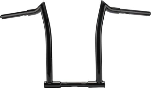 MoKitDora 10" Rise 1-1/4" Fat 1" Clamp Ape Hanger Chizeled Handlebar Z Bar for Harley Dyna Softail Sportster XL 883/1200, 1994-up Road King & 1998-2013 Road Glide, Gloss Black in Kuwait