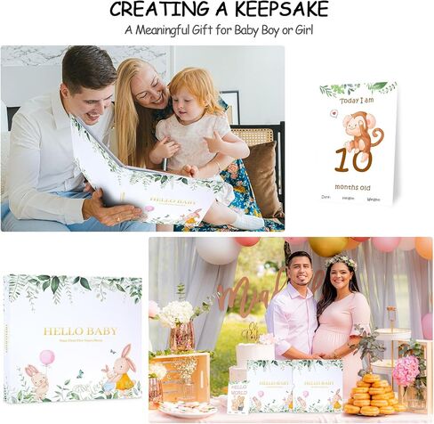 SALUOKE Baby Memory Book Album: First 5 Year Baby Books for Baby Boy or Girl,Gender Neutral Woodland Scrapbook Keepsake, Journal and Photo Album,Baby Shower Gifts (13 Milestone Cards Included) in Kuwait