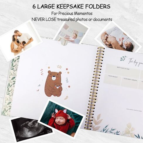 SALUOKE Baby Memory Book Album: First 5 Year Baby Books for Baby Boy or Girl,Gender Neutral Woodland Scrapbook Keepsake, Journal and Photo Album,Baby Shower Gifts (13 Milestone Cards Included) in Kuwait