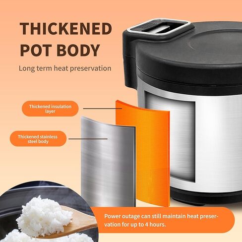 95 Cups 19L 5 Gal Electric Rice Warmer, Rice Warmer Commercial, Rice Warmer for Restaurant, Food Warmer, Soup Warmer 24h Keep Warming, Aluminium Inner for Factory Canteen, School Canteen, Hotel" in Saudi Arabia