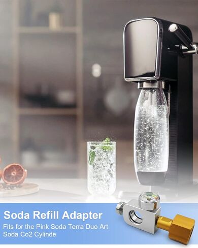 محول إعادة تعبئة الصودا متوافق مع أسطوانة ثاني أكسيد الكربون DUO/Terra/Art Soda، محول إعادة تعبئة ثاني أكسيد الكربون مع مقياس ضغط مناسب لملء كربونات تبادل ثاني أكسيد الكربون بالصودا in Kuwait