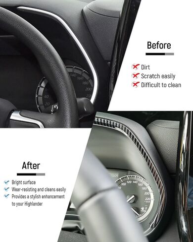 YAKANEY for Toyota Highlander 2024 2023 2022 2021 2020 Dashboard Instrument Panel Trims, Sporty Interior Carbon Fiber Grain Cover Accessories for Highlander 2020-2024-Carbon in Saudi Arabia