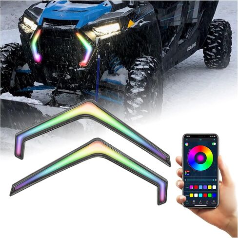 SUNPIE RZR Fang Lights with RGB Chasing Color Compatible with Polaris RZR 1000,XP 1000, XP 4 1000,XP Turbo,XP 4 Turbo 2023 2022 2021 2020 2019,White&Amber Turn Signal Light&Color Changing&APP Control in Saudi Arabia