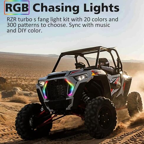 SUNPIE RZR Fang Lights with RGB Chasing Color Compatible with Polaris RZR 1000,XP 1000, XP 4 1000,XP Turbo,XP 4 Turbo 2023 2022 2021 2020 2019,White&Amber Turn Signal Light&Color Changing&APP Control in Saudi Arabia