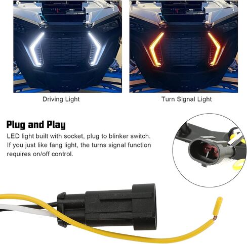 SUNPIE RZR Fang Lights with RGB Chasing Color Compatible with Polaris RZR 1000,XP 1000, XP 4 1000,XP Turbo,XP 4 Turbo 2023 2022 2021 2020 2019,White&Amber Turn Signal Light&Color Changing&APP Control in Saudi Arabia