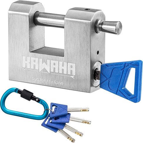 71/60-4PS Stainless Steel D-Shaped Padlock with Stainless Steel Key for Garage Door, Containers, Shed, Locker and Warehouse (2-3/4 inch, Keyed Alike - 4 Pack) in Kuwait