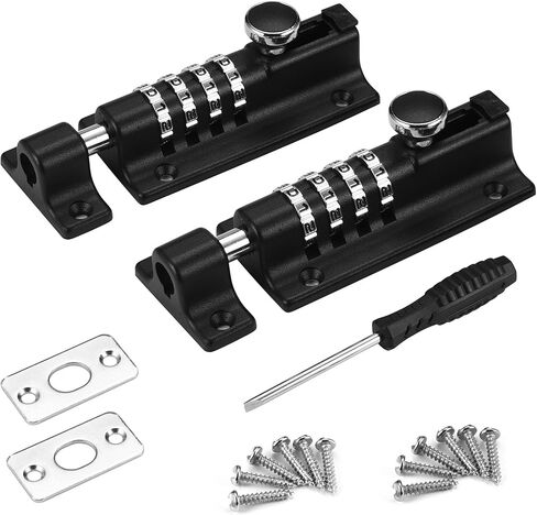 Combination Locking Bolt,4 Digit Combi Bolt Sliding Door Lock Resettable,Thickened Solid Zinc Alloy Combination Barrel Bolt,Safety Slide Latch Lock with Password Setting,for Gate,Garages,Shed,Fences in Saudi Arabia