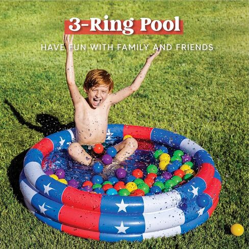 حمام سباحة للأطفال قابل للنفخ مقاس 45 بوصة × 10 بوصة، حمام سباحة بعلم أمريكي على شكل نجمة للأطفال الصغار فرح موسمي، حمام سباحة داخلي وخارجي، حمام سباحة للأطفال، حمام سباحة للأطفال بعمر 3 سنوات فما فوق in Kuwait