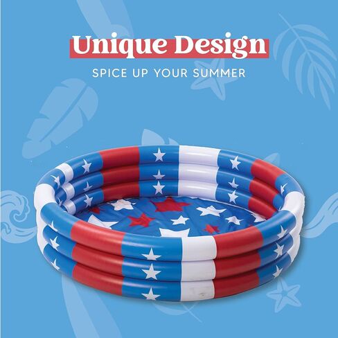 حمام سباحة للأطفال قابل للنفخ مقاس 45 بوصة × 10 بوصة، حمام سباحة بعلم أمريكي على شكل نجمة للأطفال الصغار فرح موسمي، حمام سباحة داخلي وخارجي، حمام سباحة للأطفال، حمام سباحة للأطفال بعمر 3 سنوات فما فوق in Kuwait
