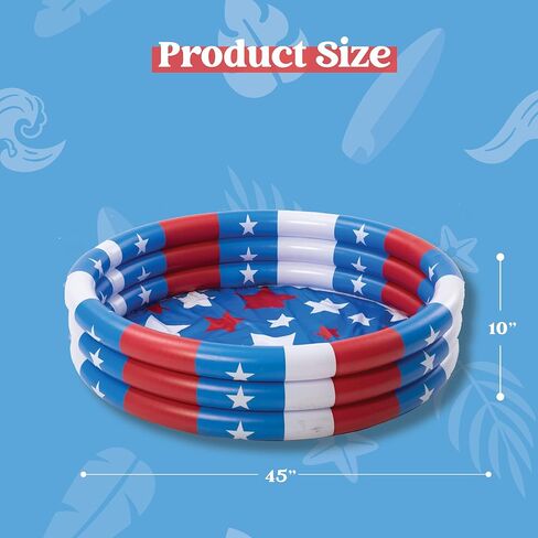 حمام سباحة للأطفال قابل للنفخ مقاس 45 بوصة × 10 بوصة، حمام سباحة بعلم أمريكي على شكل نجمة للأطفال الصغار فرح موسمي، حمام سباحة داخلي وخارجي، حمام سباحة للأطفال، حمام سباحة للأطفال بعمر 3 سنوات فما فوق in Kuwait