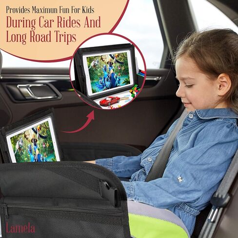Lamela Kids Travel Tray - Kids Car Seat Lap Tray for Toddler & Kids Car Seat Activities - Learn, Play & Draw with Sturdy Dry Erase Board, Pockets for Cups, Tablet Holder Stand & Kids Stuff Organizer in Saudi Arabia