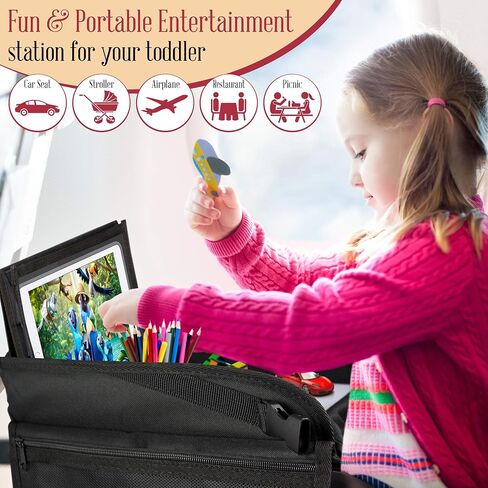 Lamela Kids Travel Tray - Kids Car Seat Lap Tray for Toddler & Kids Car Seat Activities - Learn, Play & Draw with Sturdy Dry Erase Board, Pockets for Cups, Tablet Holder Stand & Kids Stuff Organizer in Saudi Arabia