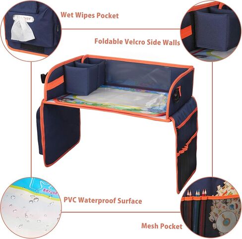 صينية سفر للأطفال من لافيفيرت، صينية لاب لمقعد السيارة للأطفال الصغار، صينية للوجبات الخفيفة، منظم للأنشطة، حامل iPad اللوحي بدون إسقاط لعربة الأطفال، السيارة، الطائرة، رحلة الطريق in Kuwait
