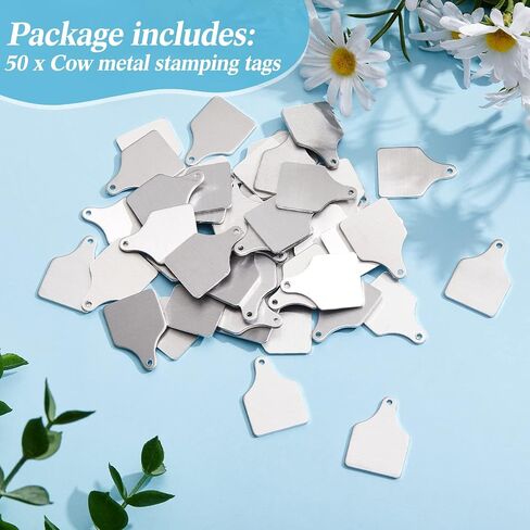 Metal Cow Tags Blank Metal Stamping Blanks Aluminum Tiny Cattle Tag Blank Cattle Ear Tags for Women Jewelry, 0.06 Inch Thick(50 Pieces) in Saudi Arabia