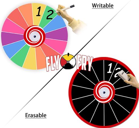 Prize Wheel Color Acrylic Dry Erase for Fundraisers, Loud Clacker, True Motion Spin, Tabletop Spinner Party Event Casino, 2in1 Rainbow & Black 14 slots, (24 inch) in Saudi Arabia