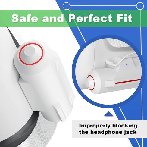 حزمة بطارية bioherm لـ Oculus Quest 2، وملحقات سماعات الرأس المحمولة Oculus Quest 2، حزمة بطارية حزام الرأس 5000 مللي أمبير في الساعة متوافقة مع Oculus/Meta Quest 2 وQuest لوقت لعب إضافي 2-4 ساعات (عبوتان) in Kuwait