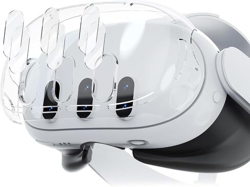 حافظة Aircawin الشفافة لـ Meta Quest 3، حافظة شفافة، حافظة رفيعة لملحقات Meta Quest 3 مع مجموعتين من أفلام الزجاج لعدسة الكاميرا، غطاء أمامي خفيف الوزن مقاوم للصدمات لسماعات Oculus Quest 3 VR - شفاف in Kuwait