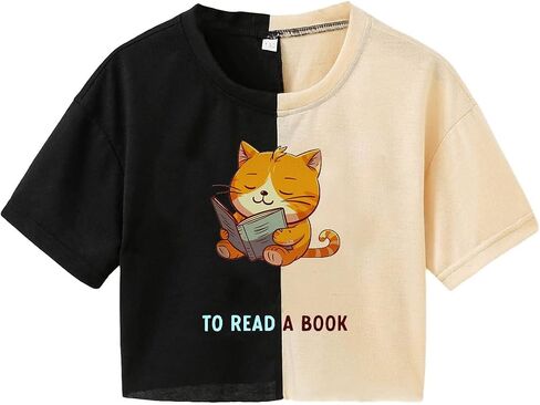 Girl's Summer Shirts Graphic Print Short Sleeve Tee Kid Casual Tops Crew Neck T-Shirt Blouse in Saudi Arabia