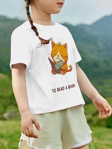 Girl's Summer Shirts Graphic Print Short Sleeve Tee Kid Casual Tops Crew Neck T-Shirt Blouse in Kuwait