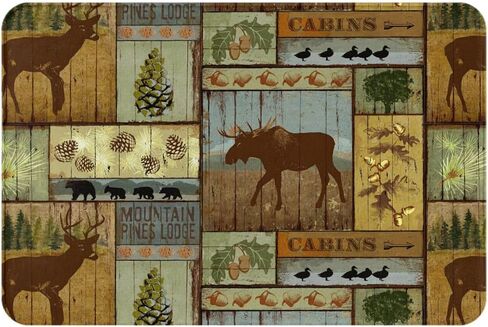 Cabin Bear Bathroom Rug Rustic Lodge Wildlife Bath Mat Vintage Washable Door Mats Flannel Water Absorbent Floor Carpet for Bedroom Kitchen Indoor Home Decor 19.7x31.5 Inch in Saudi Arabia