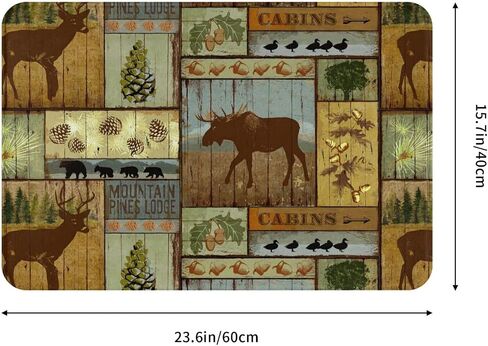 Cabin Bear Bathroom Rug Rustic Lodge Wildlife Bath Mat Vintage Washable Door Mats Flannel Water Absorbent Floor Carpet for Bedroom Kitchen Indoor Home Decor 19.7x31.5 Inch in Saudi Arabia
