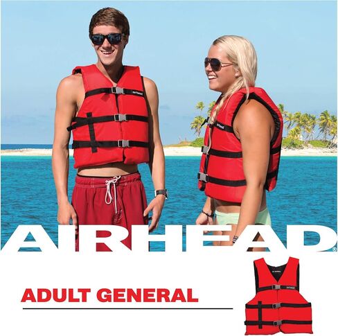 سترة نجاة عامة لجميع الأغراض من AIRHEAD، سترة نجاة من النوع الثالث معتمدة من خفر السواحل الأمريكي، مثالية للقوارب والاستخدام الشخصي للقوارب المائية in Saudi Arabia