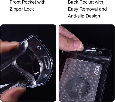 Wisdompro 10 Pack Badge Holder, Double-Sided 2 Card Slot Waterproof Flexible and Soft Clear PVC ID Badge Holder with Resealable Zip for Multiple Cards - Vertical (4" x 2.75" Inner Size) in Saudi Arabia
