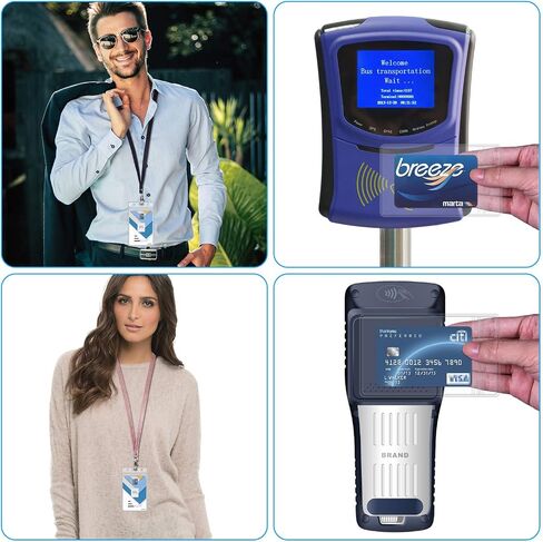 Wisdompro 10 Pack Badge Holder, Double-Sided 2 Card Slot Waterproof Flexible and Soft Clear PVC ID Badge Holder with Resealable Zip for Multiple Cards - Vertical (4" x 2.75" Inner Size) in Saudi Arabia