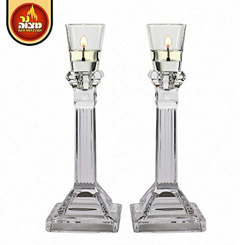 Ner Mitzvah Neironim Glass Shabbos Candle Holders - Premium Quality Clear Votive Cups, Standard Size for Shabbat, Chanukah and Party Decoration in Kuwait