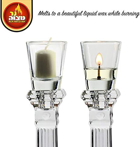 Ner Mitzvah Neironim Glass Shabbos Candle Holders - Premium Quality Clear Votive Cups, Standard Size for Shabbat, Chanukah and Party Decoration in Kuwait