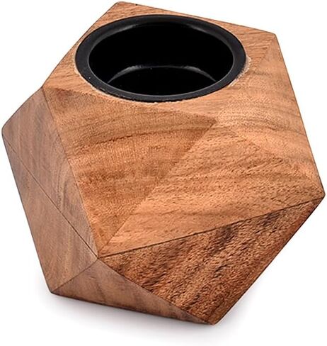 NIRMAN حامل ضوء الشاي أكاسيا الخشب مجموعة من 2 لطاولة الطعام المركزية لديكور المنزل (3 بوصة × 3 بوصة × 3 بوصة) in Kuwait