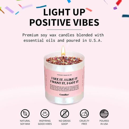 I See It, I Like It Scented Candle, Natural Soy Candle with Orange & Peach Notes, Aromatherapy Candle for Relaxation, Unique Candles Gifts for Women, 60-Hour Burn Time - Candier by Ryan Porter in Saudi Arabia