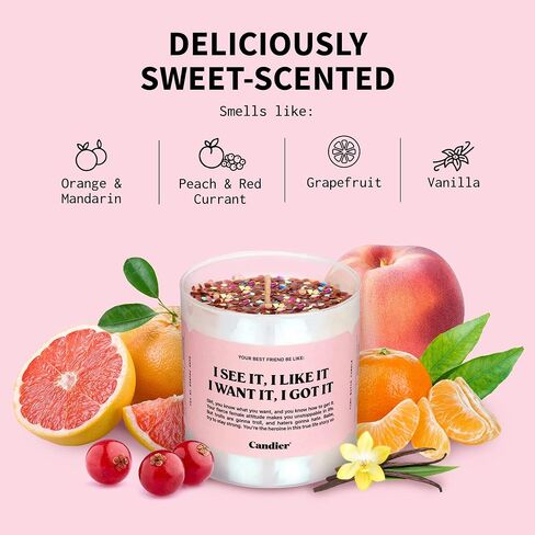 I See It, I Like It Scented Candle, Natural Soy Candle with Orange & Peach Notes, Aromatherapy Candle for Relaxation, Unique Candles Gifts for Women, 60-Hour Burn Time - Candier by Ryan Porter in Saudi Arabia