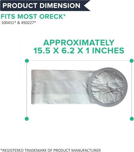 أكياس مكنسة كهربائية بديلة من كروشال 6 QT Vac جزء # PKBP10 - متوافقة مع موديلات Oreck XLPRO6، XLPRO6A، XLPRO6Z، OR1006 - أكياس مكنسة كهربائية سعة 6 لتر - حقيبة ظهر تجارية - حقيبة حطام للاستعمال مرة واحدة (10 عبوات) in Kuwait