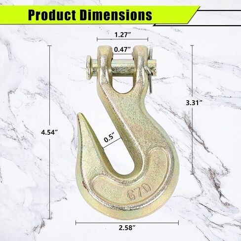 Gooeap (4 عبوات) خطافات إمساك 1/2 بوصة درجة 70 Clevis، 12.000 رطل WLL لشاحنة مسطحة من نوع Wrecker لنقل سلسلة سحب المقطورة in Kuwait