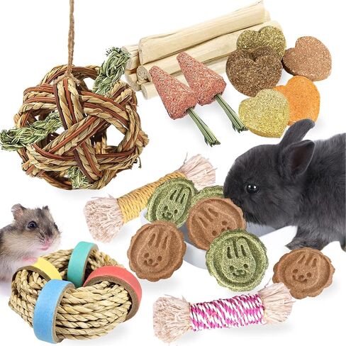 20 PCS Rabbit Toys - DIY Grass Ball Design, Natural Treats and Chew Toys for Guinea Pigs and Rabbits, Helps Digestion and Grinding Teeth - Must-Have Rabbit and Guinea Pig Chew Toys! in Saudi Arabia