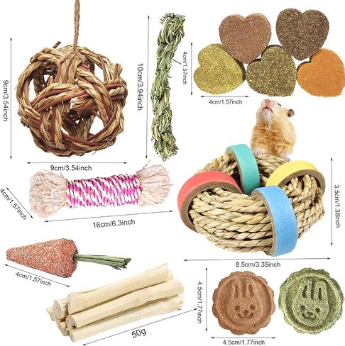 20 PCS Rabbit Toys - DIY Grass Ball Design, Natural Treats and Chew Toys for Guinea Pigs and Rabbits, Helps Digestion and Grinding Teeth - Must-Have Rabbit and Guinea Pig Chew Toys! in Saudi Arabia