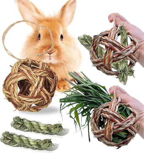 20 PCS Rabbit Toys - DIY Grass Ball Design, Natural Treats and Chew Toys for Guinea Pigs and Rabbits, Helps Digestion and Grinding Teeth - Must-Have Rabbit and Guinea Pig Chew Toys! in Saudi Arabia