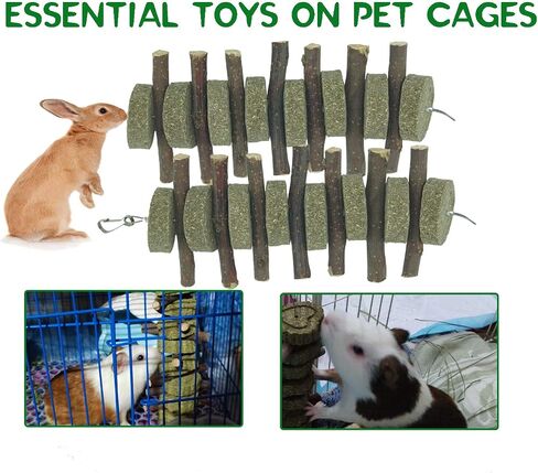 2pcs Rabbits Bunny Treats Natural pple Sticks with Timothy Hay Grass Cake Aple Branches with Grass Biscuit Chew Toys Pets Treats for Chinchilla Guinea Pigs Hamster in Saudi Arabia